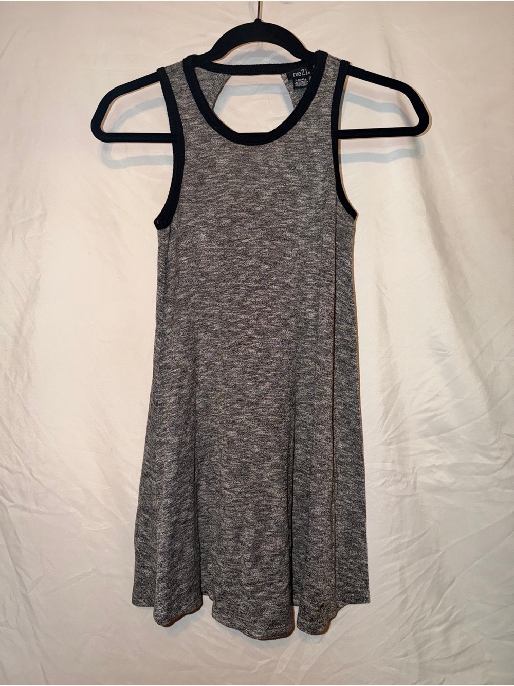Rue21 Gray Knit Sleeveless A-Line Dress with Black Trim